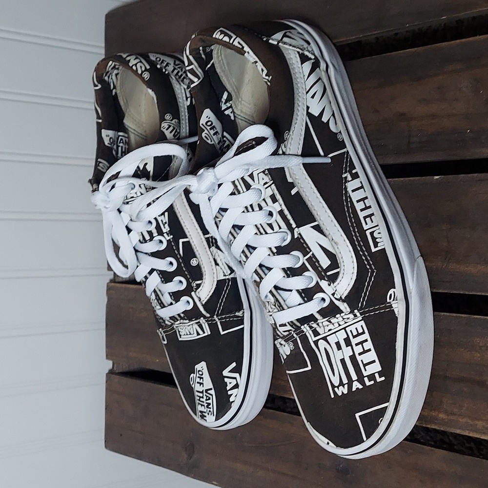 Vans Off the Wall logo Old Skool black and white skateboard Unisex sneakers - Picture 2 of 11